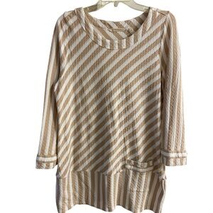 Soft Surroundings Beige and White Striped Top tunic Medium